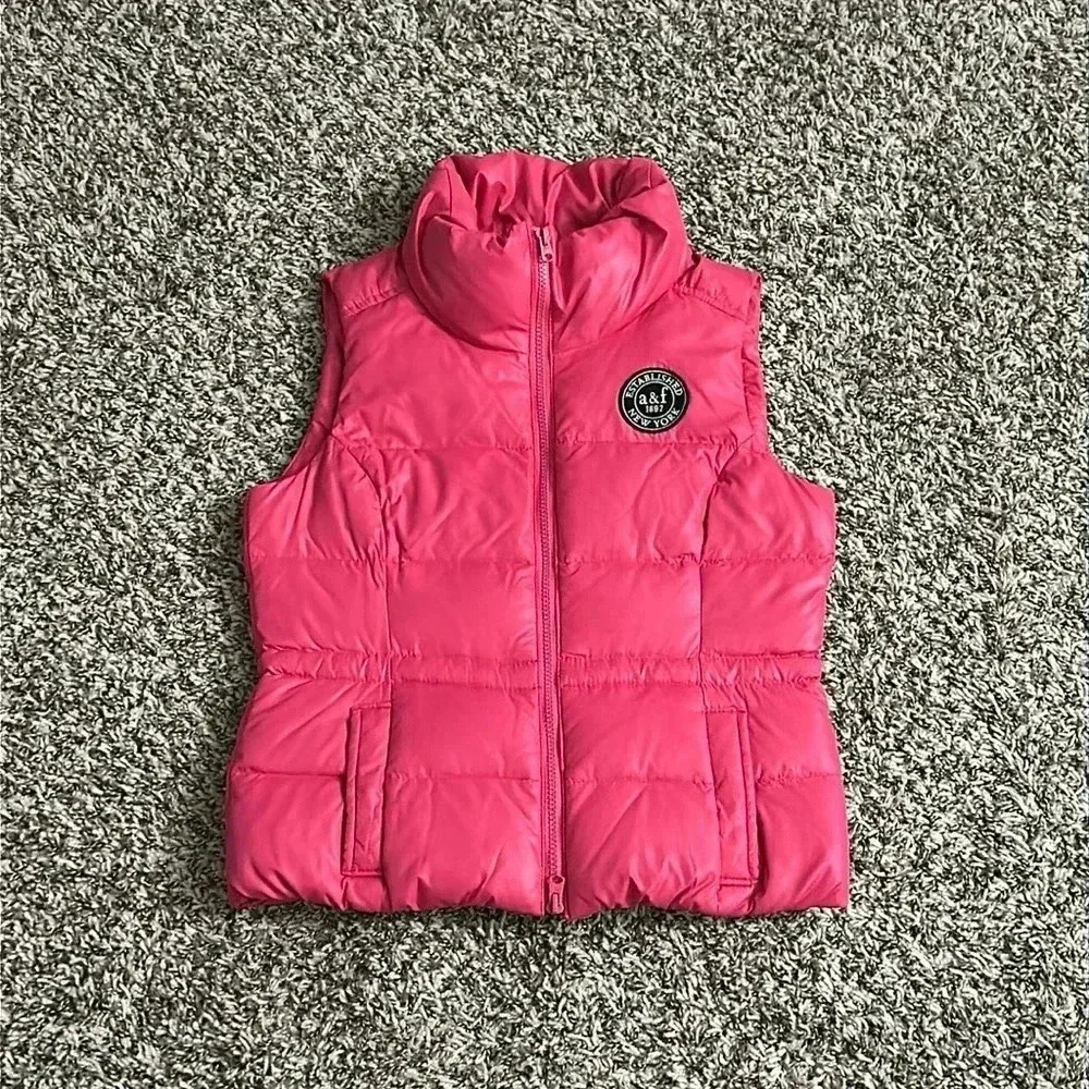 Abercrombie & Fitch Kids Girls Pink Down Puffer Vest Jacket